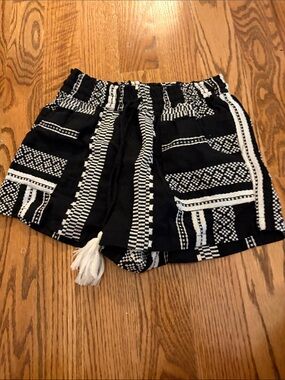 Elan Black & White Aztec-Style Drawstring Shorts